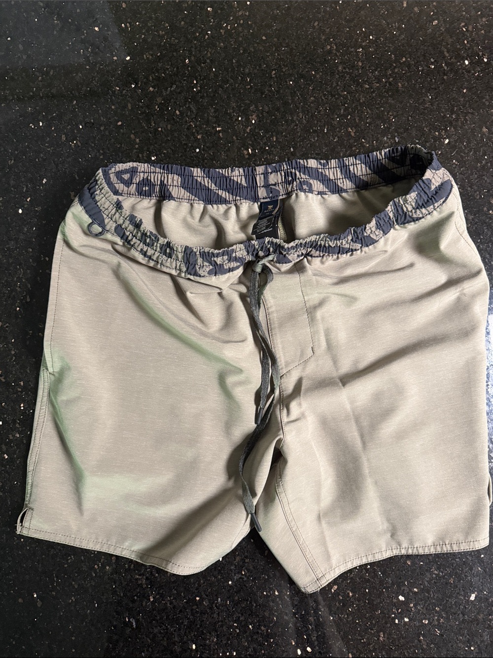 Roark Men's Athletic Shorts in Light Olive with Navy Waistband